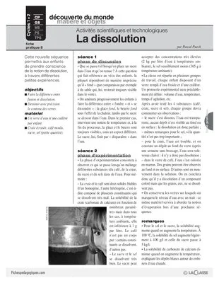 Sciences et techno (8) / La dissolution