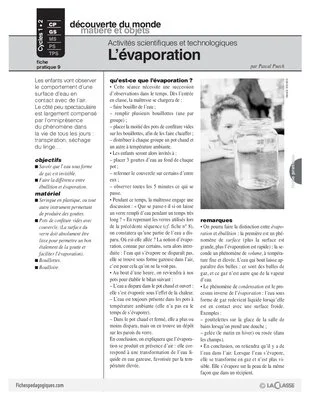 Sciences et techno (9) / L'évaporation