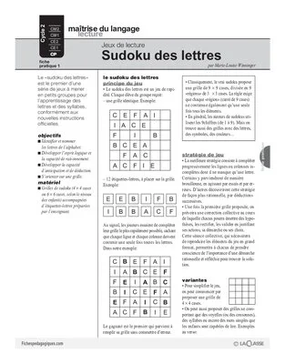 Jeux de lecture (1) / Sudoku des lettres