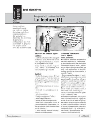 La lecture (1) / Grands domaines d'activités