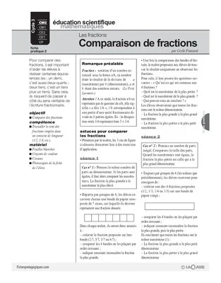Les fractions (2) / Comparaison de fractions