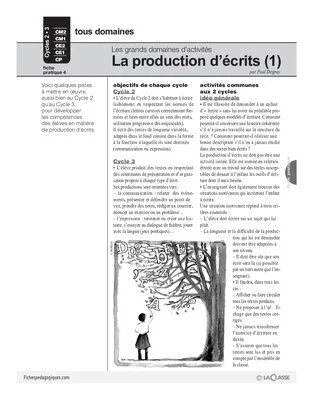 La production d'écrits (1) / Grands domaines d'activités
