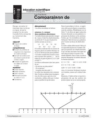 Les fractions (4) / Comparaison de nombres décimaux