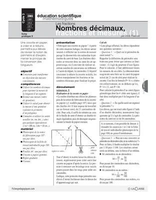 Les fractions (5) / nombres décimaux, fractions et mesures