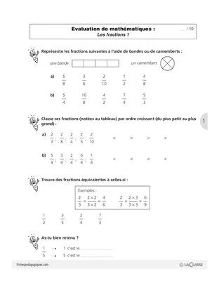 Les fractions (10) / Evaluations