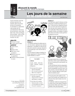 Les jours de la semaine et le calendrier