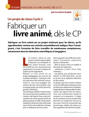 Projet de classe cycle 2 : fabriquer un livre animé dès le CP