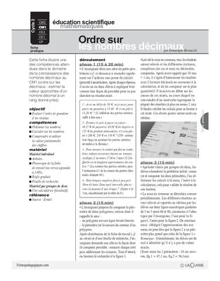 Ordre sur les nombres décimaux