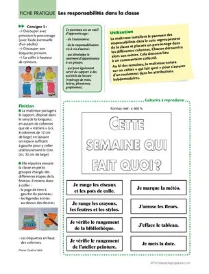 Les responsabilités dans la classe