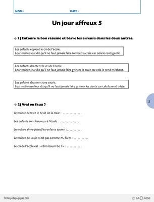 Un jour affreux (lecture suivie)