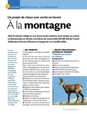 Projet de classe: à la montagne
