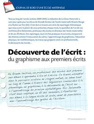 Journal de bord maternelle (4) / Découverte de l'écrit