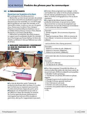Produire des phrases pour les communiquer