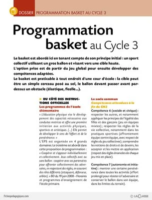Programmation basket au Cycle 3