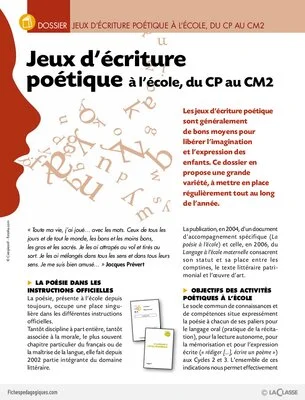 Jeux d'écriture poétique (du CP au CM2)