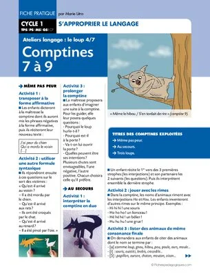 Ateliers langage : le loup (4) / Comptines 7 à 9
