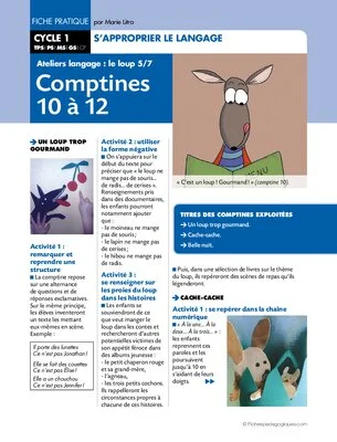 Ateliers langage : le loup (5) / Comptines 10 à 12