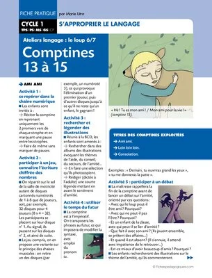 Ateliers langage : le loup (6) / Comptines 13 à 15