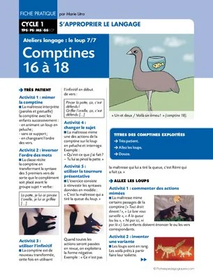 Ateliers langage : le loup (7) / Comptines 16 à 18