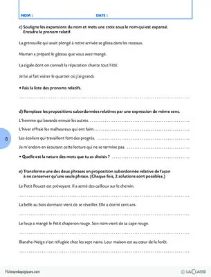 Travailler une compétence (3) / Identifier, utiliser les expansions du nom