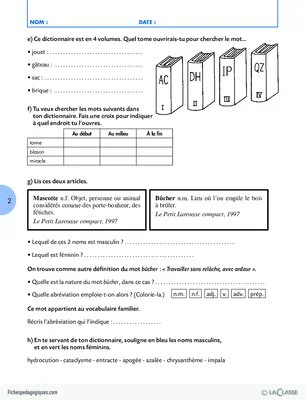 Travailler une compétence (4) / Utiliser un dictionnaire