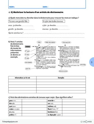 Travailler une compétence (4) / Utiliser un dictionnaire