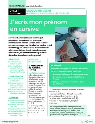 J'écris mon prénom en cursive