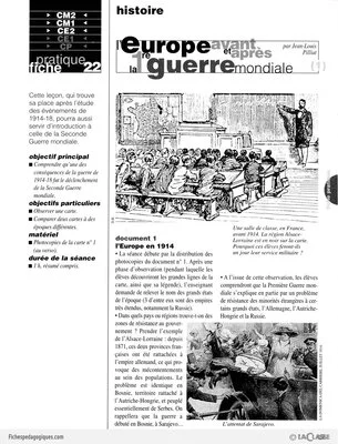 L'Europe avant et après la 1re Guerre mondiale