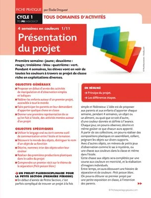 Quatre semaines en couleurs (1). Présentation du projet