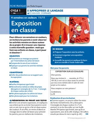 Quatre semaines en couleurs. Exposition en classe