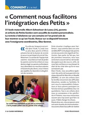 Comment nous facilitons l'intégration des petits