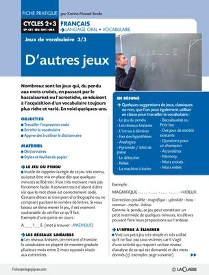 Autres jeux de vocabulaire