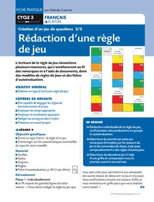 Rédaction d'une règle de jeu