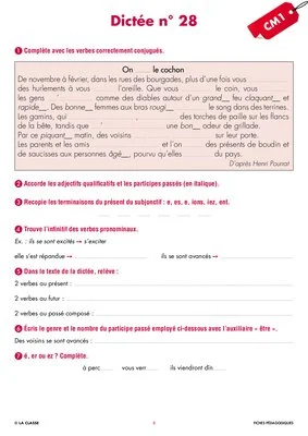 Une année de dictées CM1 juin