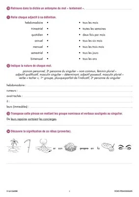 Une année de dictées CM2 octobre