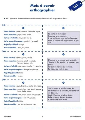 Une année de dictées CE1 septembre