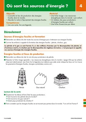 Les énergies (4) Où sont les sources d'énergie ?
