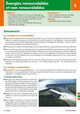 Les énergies (5) Energies renouvelables et non renouvelables
