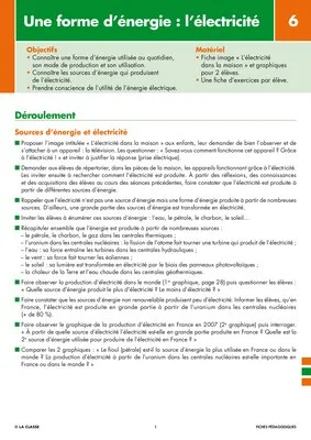 Les énergies (6) Une forme d'énergie : l'électricité
