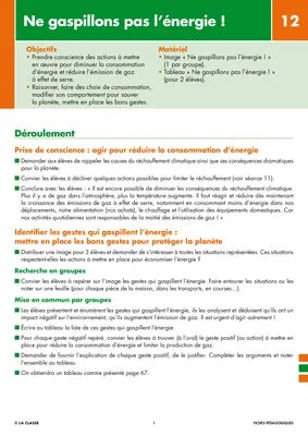 Les énergies (12) Ne gaspillons pas l'énergie !