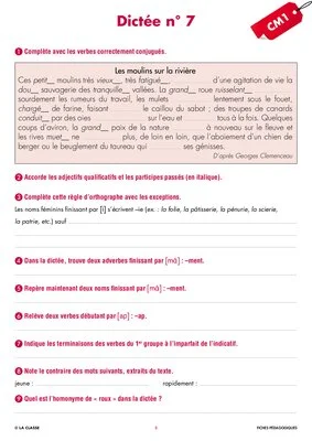 Une année de dictées CM1 novembre