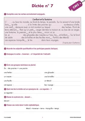 Une année de dictées CM2 novembre