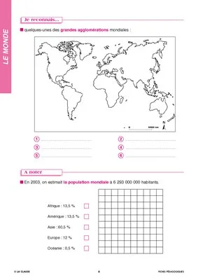 Géographie CM. Le monde ~ Docs en stock