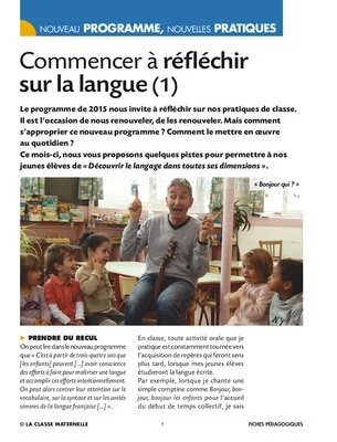 Commencer à réfléchir sur la langue (1)