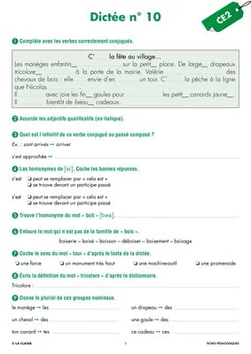 Une année de dictées CE2 décembre