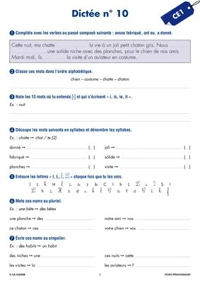 Une année de dictées CE1 décembre