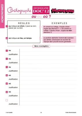 Orthographe CM. Les homonymes ~ Docs en stock