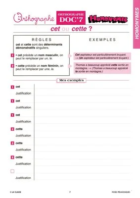 Orthographe CM. Les homonymes ~ Docs en stock