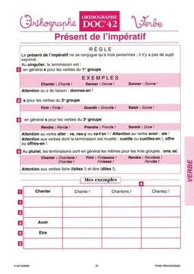 Orthographe CM. Les verbes ~ Docs en stock