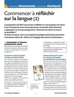 Commencer à réfléchir sur la langue (2)